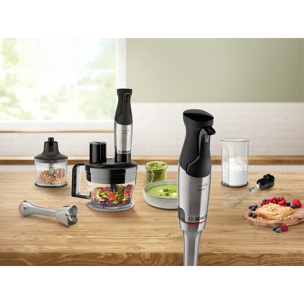 Погружной блендер 1000 ватт (+измельчитель 0,5л, измельчитель 1,25л, насадки для шинковки, тестомес, венчик, стакан)