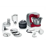 Кухонный комбайн 1000 ватт со встроенными весами и таймером (+овощерезка, блендер) красный - миниатюра 1